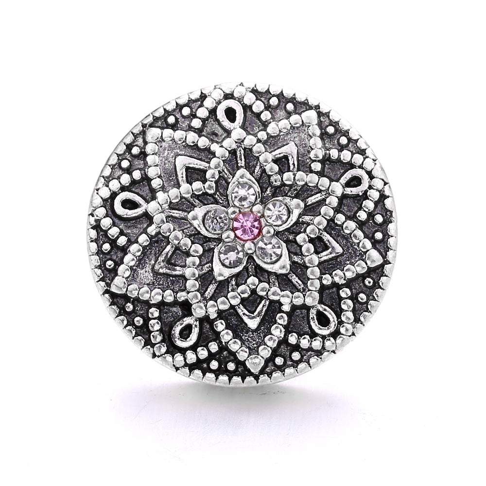 Pink Rhinestone Snap Pendant Necklace for Women – Sparkling Crystal Charm Jewelry
