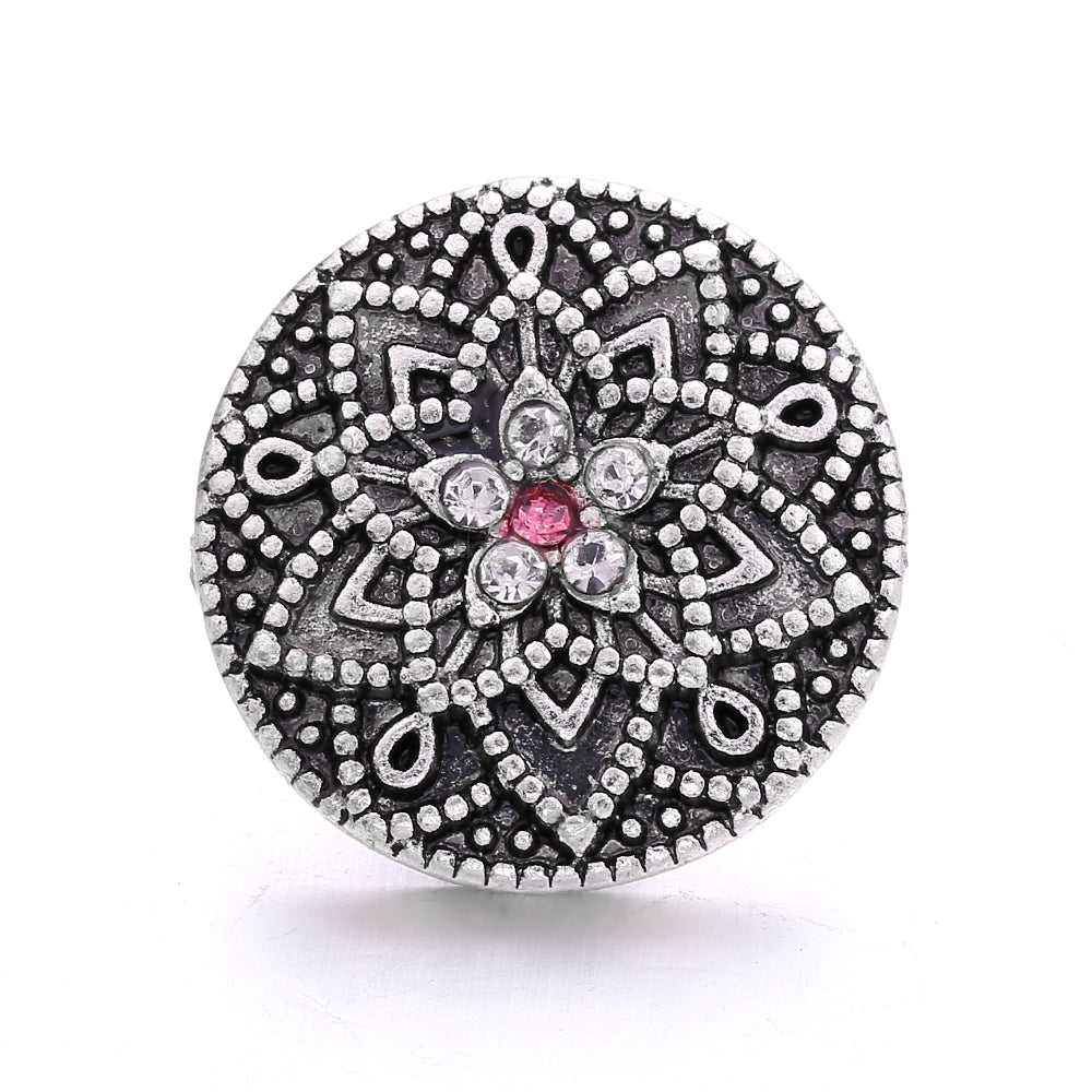 18mm Pink Rhinestone Charm | Vintage Crystal Snap Jewelry Collection