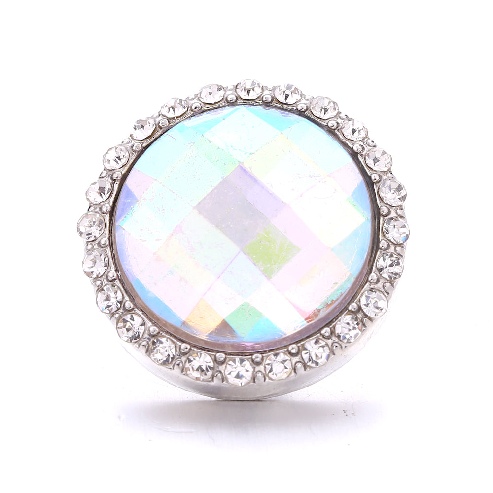 18mm Interchangeable Snap Button Charm Iridescent Rhinestone Zinc Alloy Charms