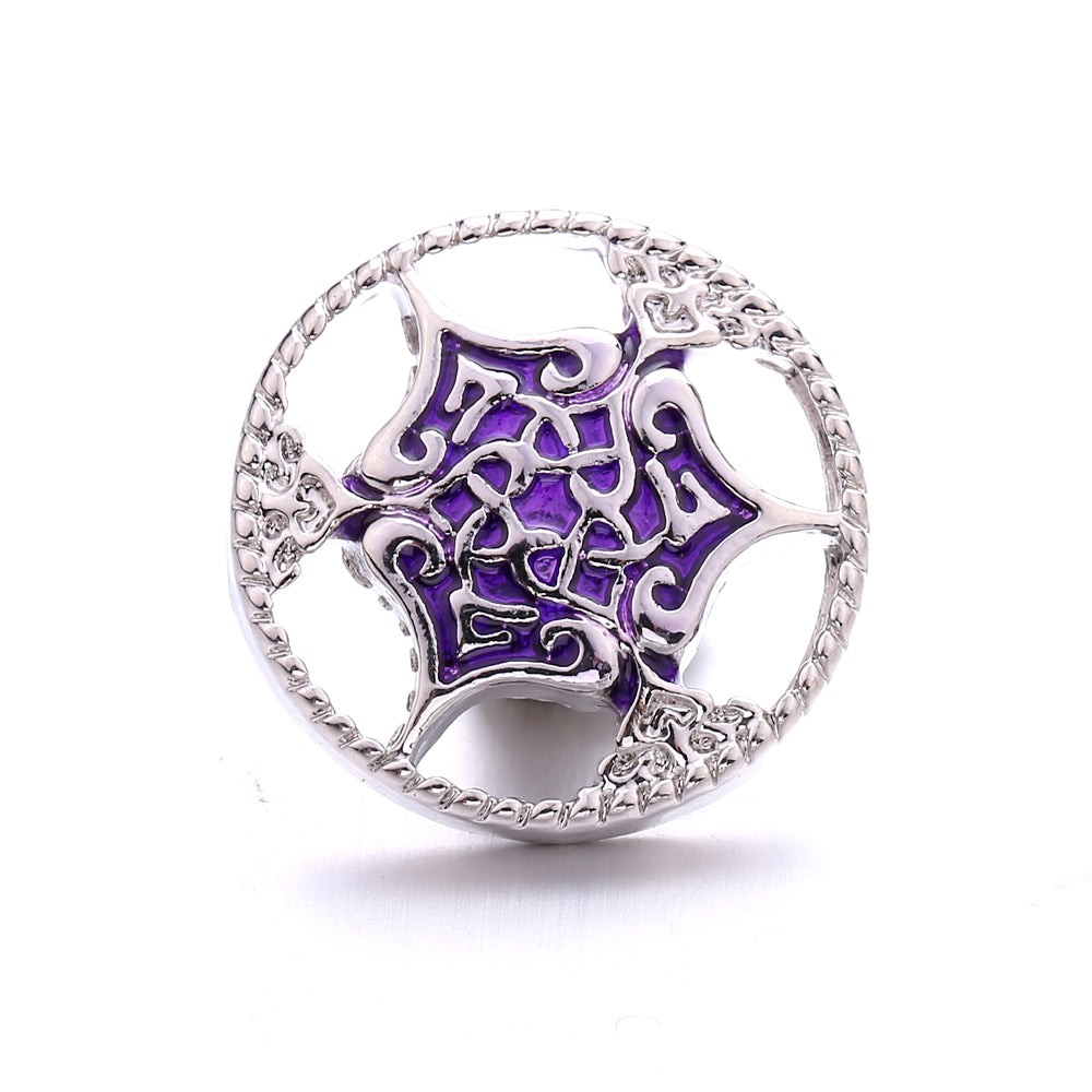 18mm Purple Enamel Snap Charms, Interchangeable Snap Jewelry Buttons for Bracelets