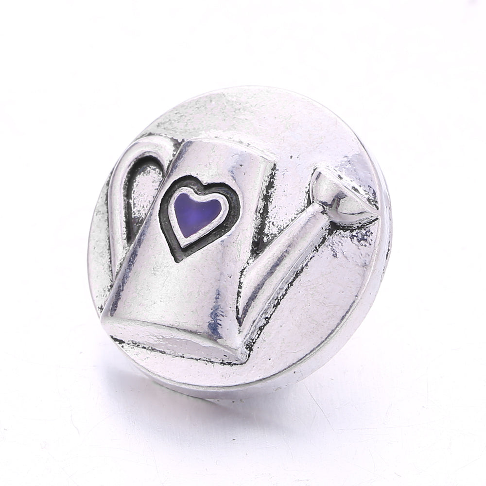 18mm Purple Enamel Snap Charms, Interchangeable Snap Jewelry Buttons for Bracelets