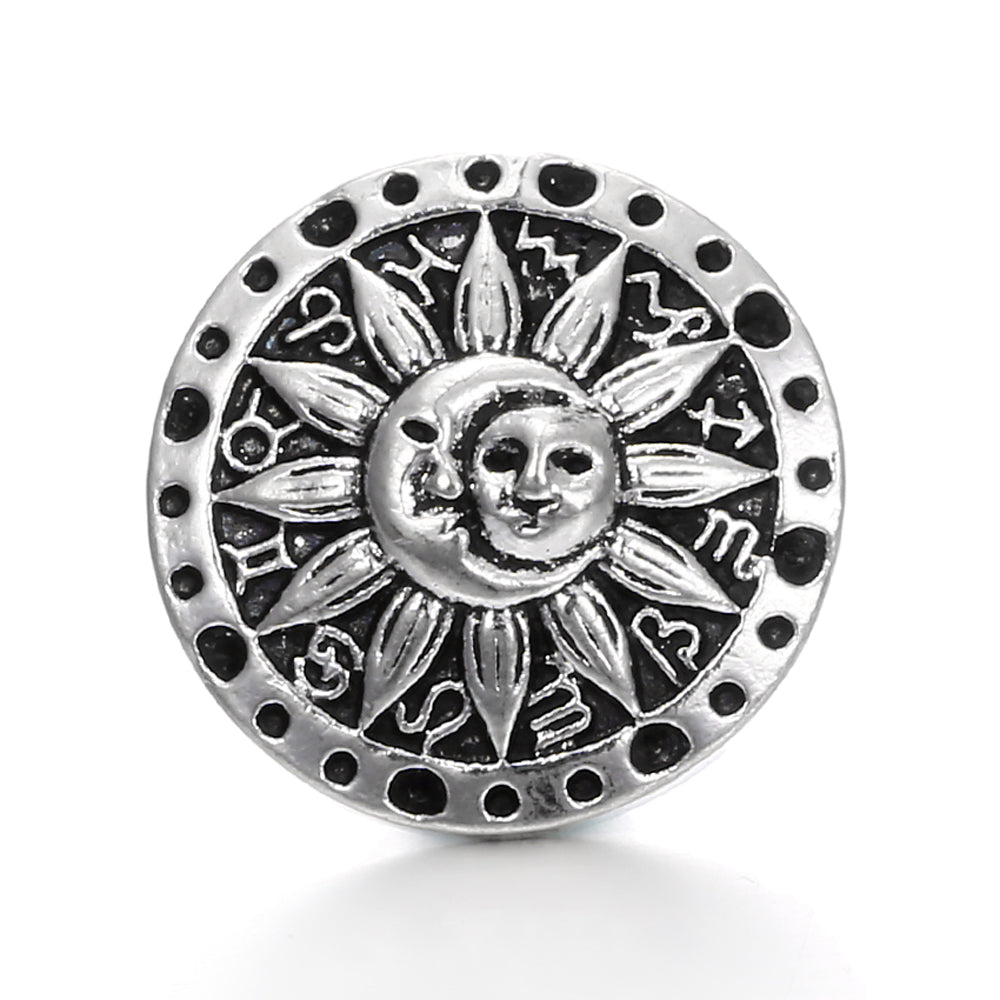 Vintage Antique Silver Snap Charms 18mm Multi‑Design Interchangeable Snap Buttons