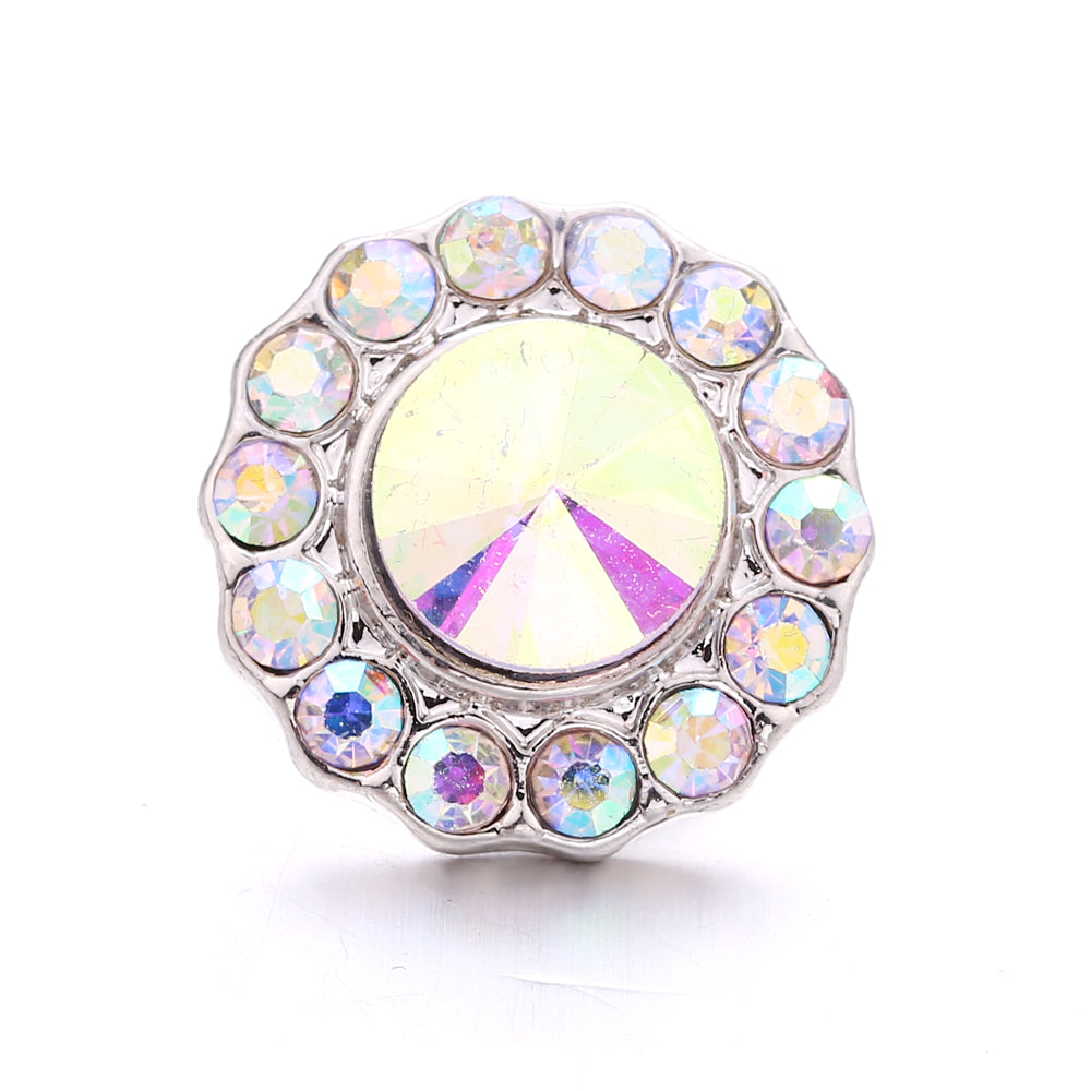 18mm Interchangeable Snap Button Charm Iridescent Rhinestone Zinc Alloy Charms