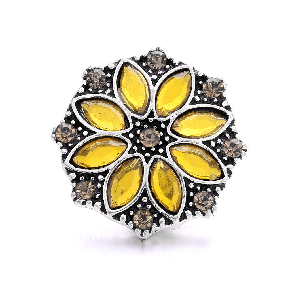 18mm Warm Amber Rhinestone Snap Charms | Mix & Match Charms for Bracelet & Necklace