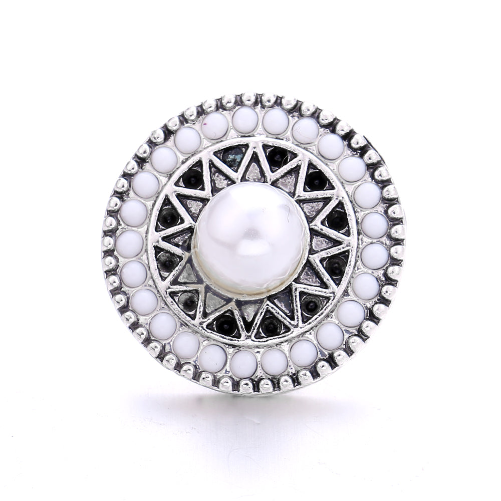 Interchangeable 18mm Pearl Snap Charms with Floral Rhinestone Designs