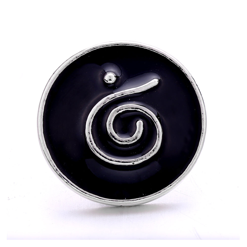 18mm Interchangeable Black & White Enamel Snap Charms for Snap Jewelry