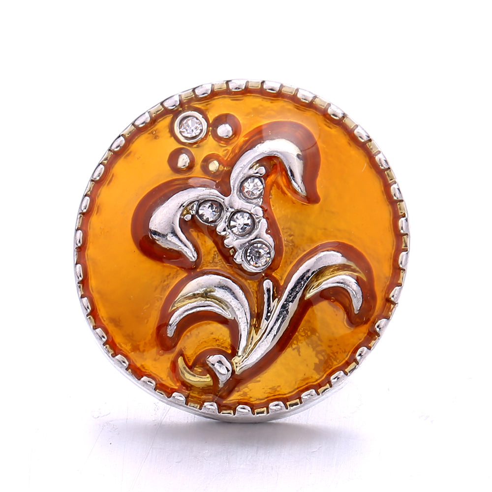 18mm Warm Amber Rhinestone Snap Charms | Mix & Match Charms for Bracelet & Necklace