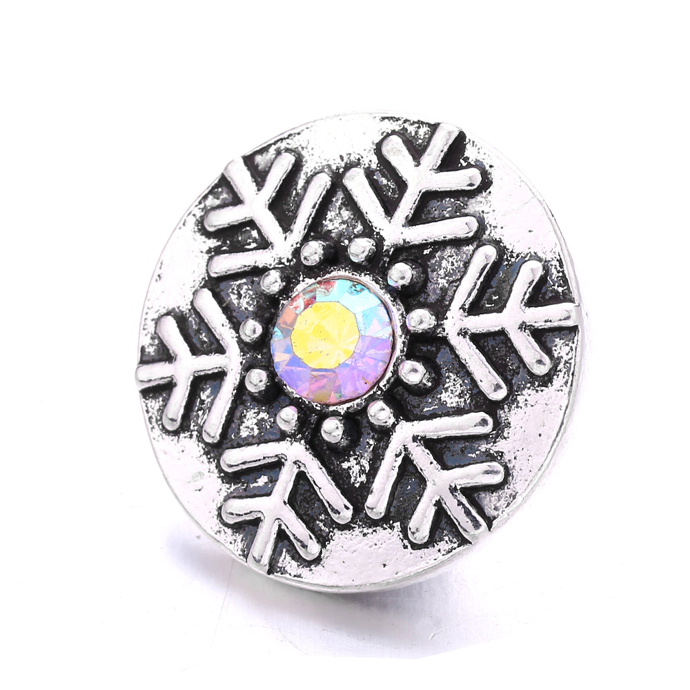 18mm Interchangeable Snap Button Charm Iridescent Rhinestone Zinc Alloy Charms