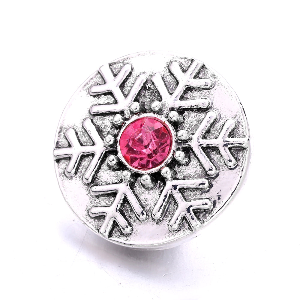 18mm Pink Rhinestone Charm | Vintage Crystal Snap Jewelry Collection