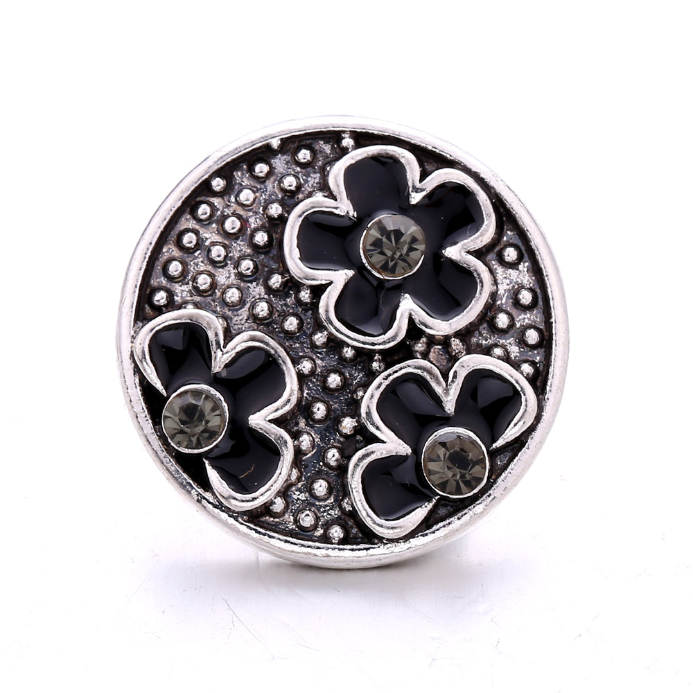 Black Rhinestone Snap Charms for DIY Jewelry