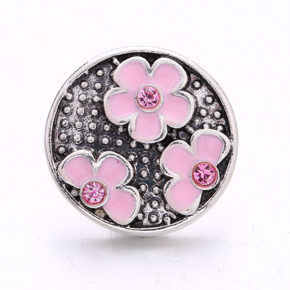 Pink Rhinestone Snap Pendant Necklace for Women – Sparkling Crystal Charm Jewelry