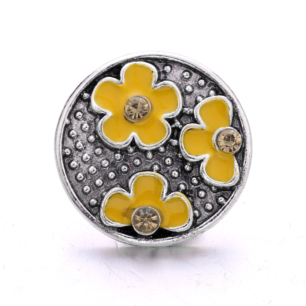 18mm Warm Amber Rhinestone Snap Charms | Mix & Match Charms for Bracelet & Necklace