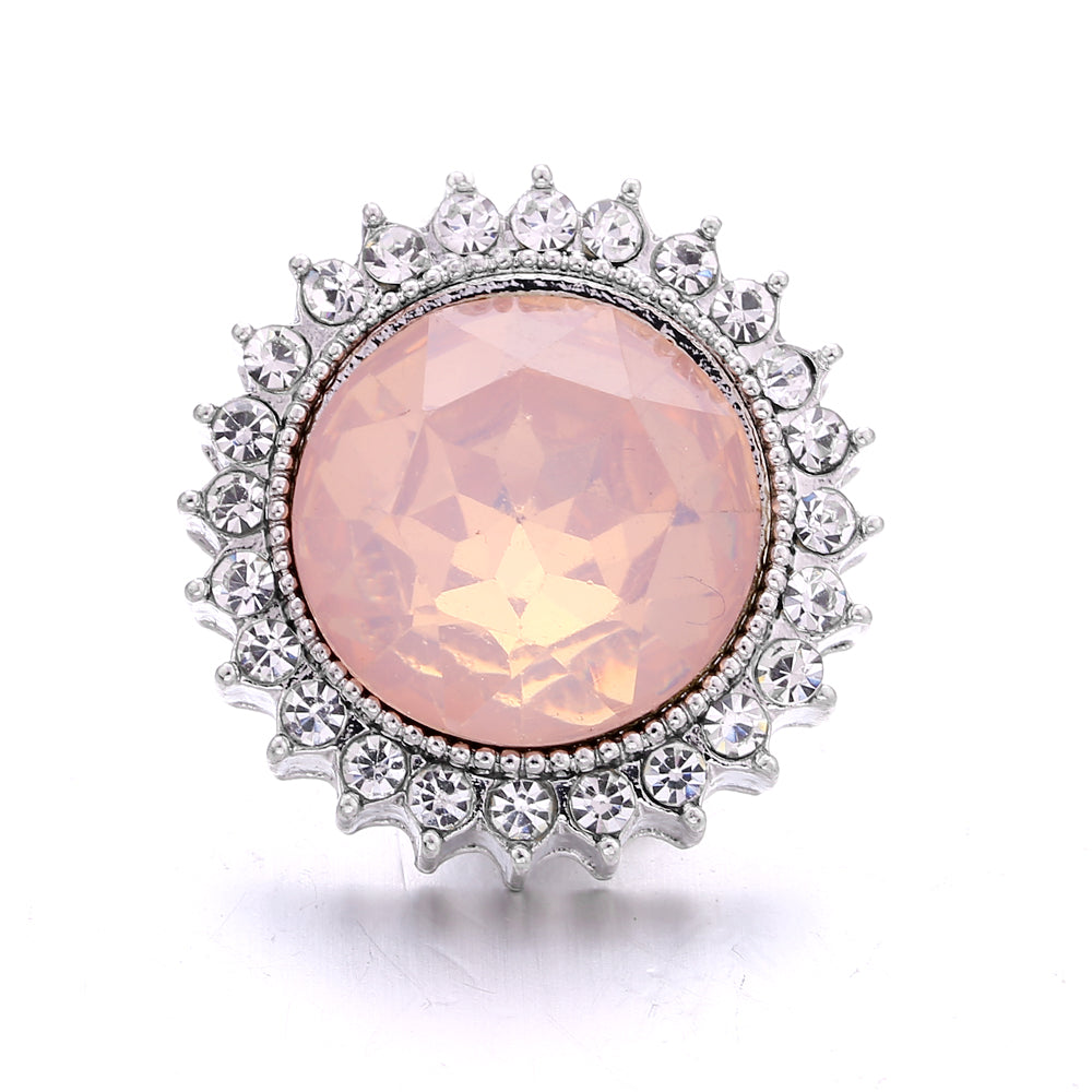 Pink Rhinestone Snap Pendant Necklace for Women – Sparkling Crystal Charm Jewelry