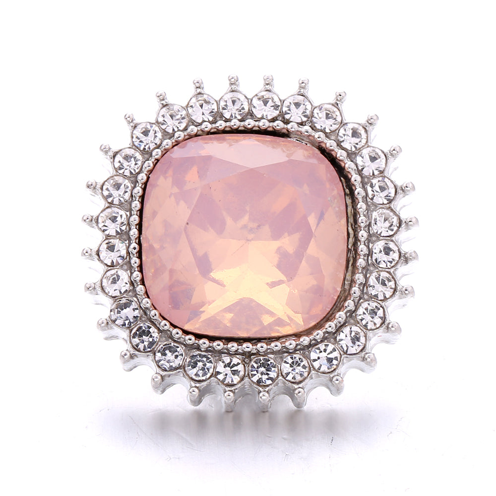 Pink Rhinestone Snap Pendant Necklace for Women – Sparkling Crystal Charm Jewelry