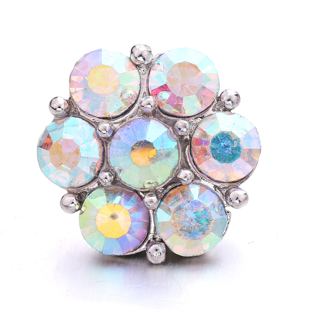 18mm Interchangeable Snap Button Charm Iridescent Rhinestone Zinc Alloy Charms