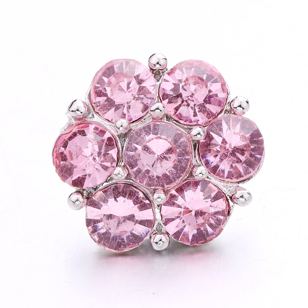 Pink Rhinestone Snap Pendant Necklace for Women – Sparkling Crystal Charm Jewelry