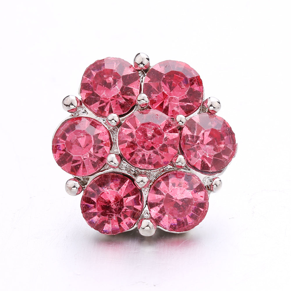 18mm Pink Rhinestone Charm | Vintage Crystal Snap Jewelry Collection
