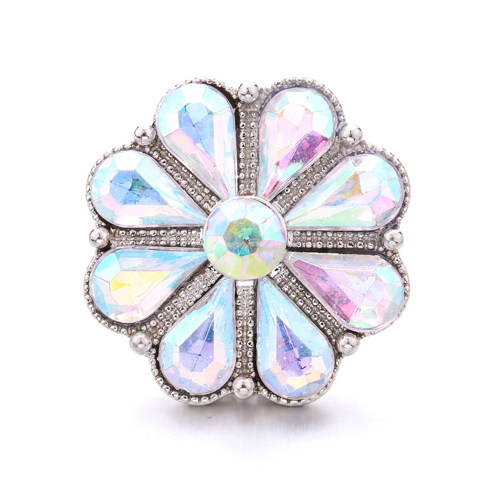 18mm Interchangeable Snap Button Charm Iridescent Rhinestone Zinc Alloy Charms