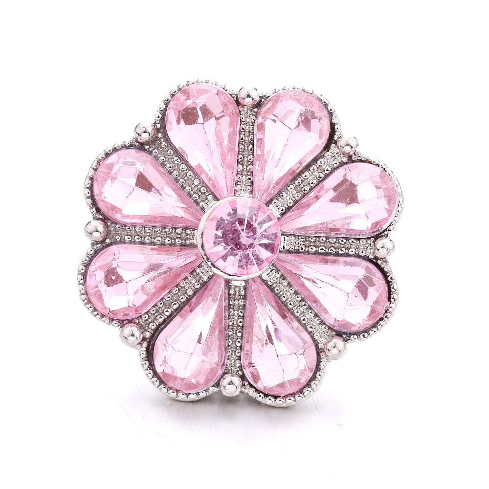 Pink Rhinestone Snap Pendant Necklace for Women – Sparkling Crystal Charm Jewelry