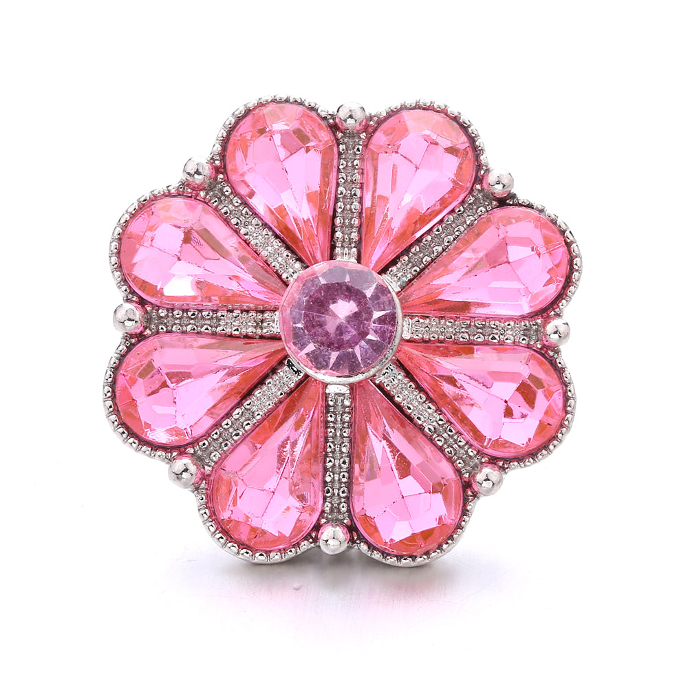 18mm Pink Rhinestone Charm | Vintage Crystal Snap Jewelry Collection