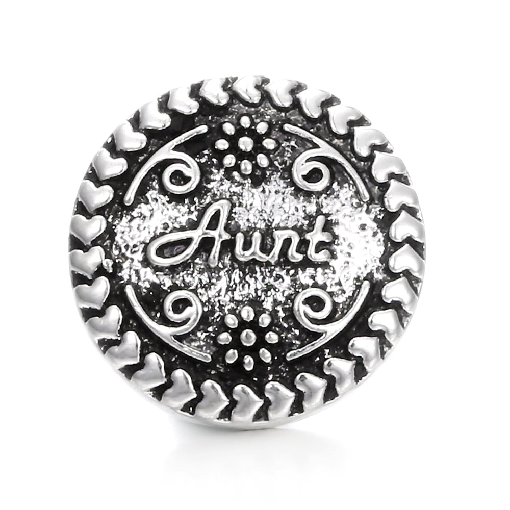 Vintage Antique Silver Snap Charms 18mm Multi‑Design Interchangeable Snap Buttons