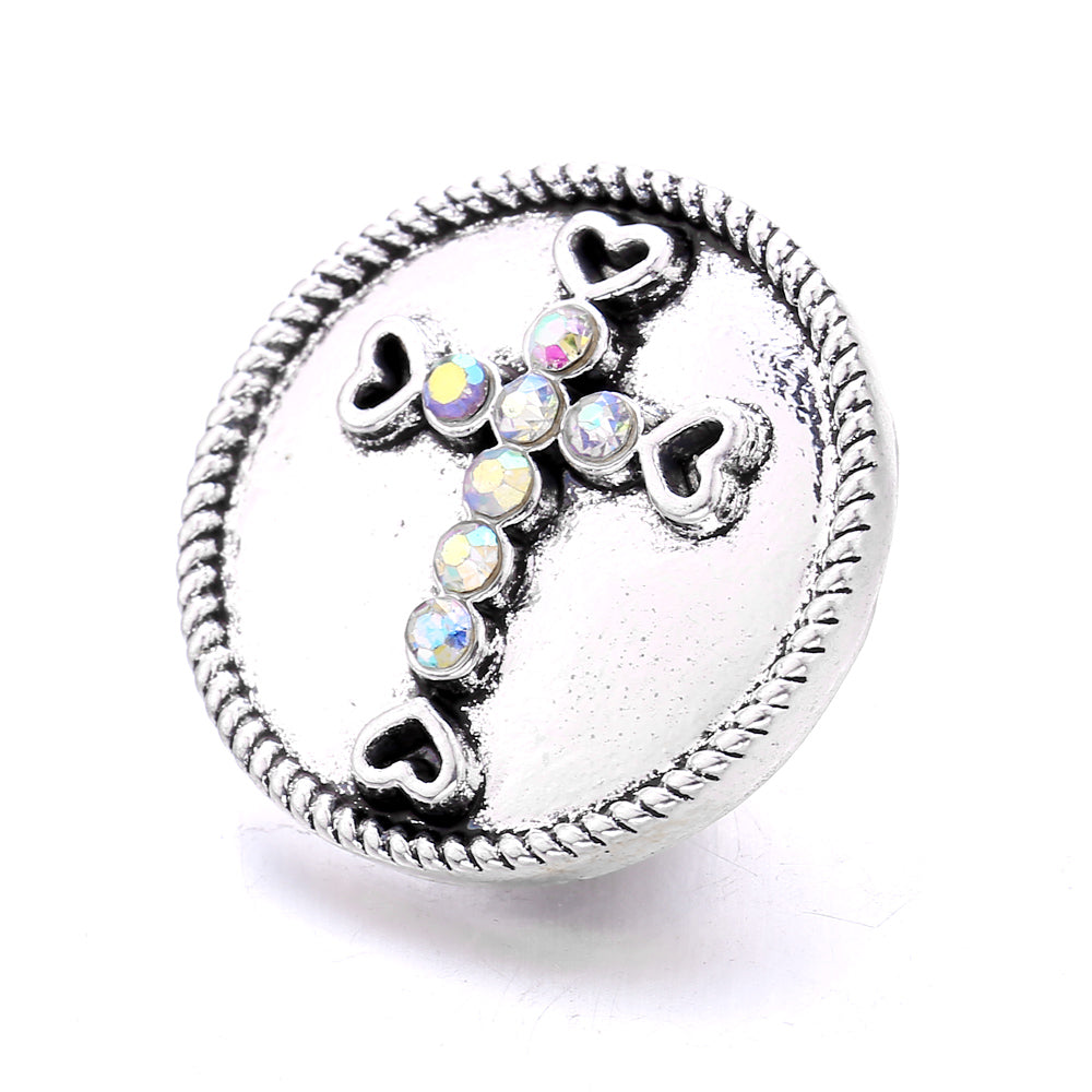 18mm Interchangeable Snap Button Charm Iridescent Rhinestone Zinc Alloy Charms