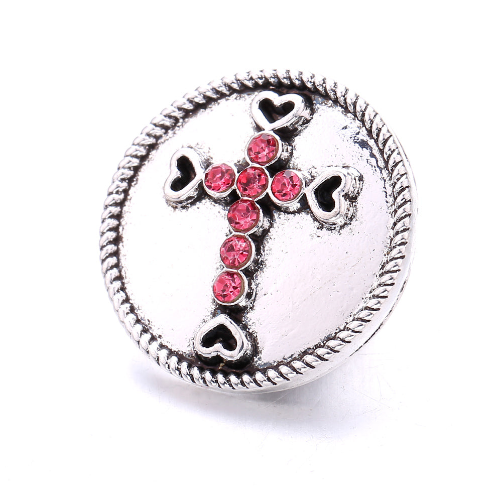 18mm Pink Rhinestone Charm | Vintage Crystal Snap Jewelry Collection