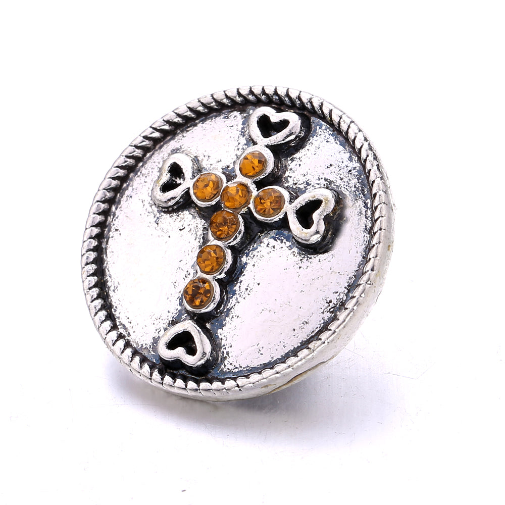 18mm Warm Amber Rhinestone Snap Charms | Mix & Match Charms for Bracelet & Necklace