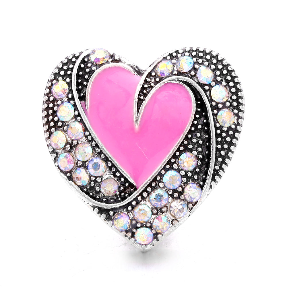 18mm Interchangeable Snap Button Charm Iridescent Rhinestone Zinc Alloy Charms