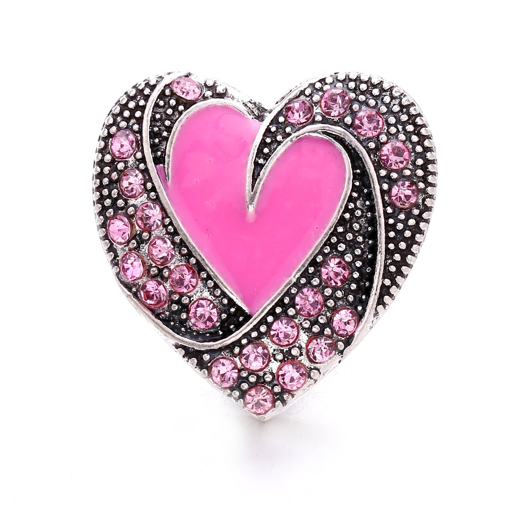 Pink Rhinestone Snap Pendant Necklace for Women – Sparkling Crystal Charm Jewelry