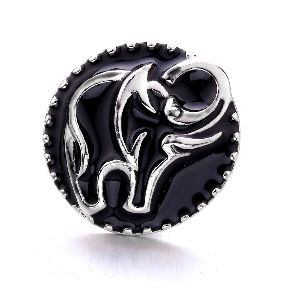 18mm Interchangeable Black & White Enamel Snap Charms for Snap Jewelry