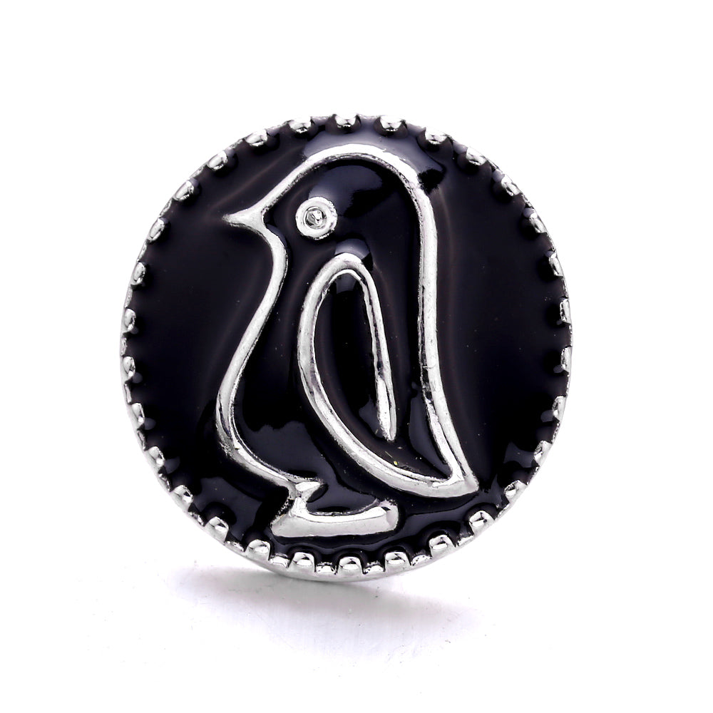 18mm Interchangeable Black & White Enamel Snap Charms for Snap Jewelry