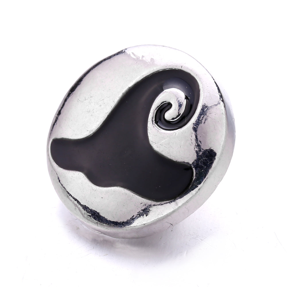 18mm Interchangeable Black & White Enamel Snap Charms for Snap Jewelry