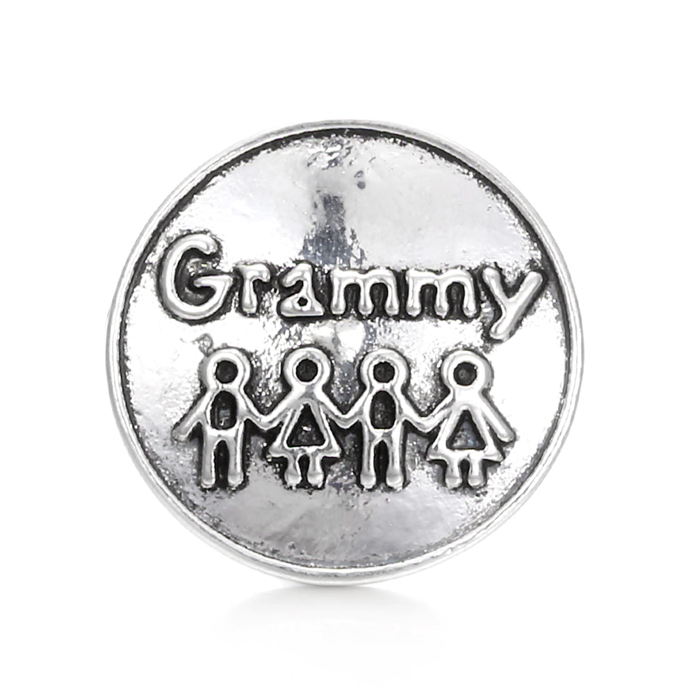 Vintage Antique Silver Snap Charms 18mm Multi‑Design Interchangeable Snap Buttons
