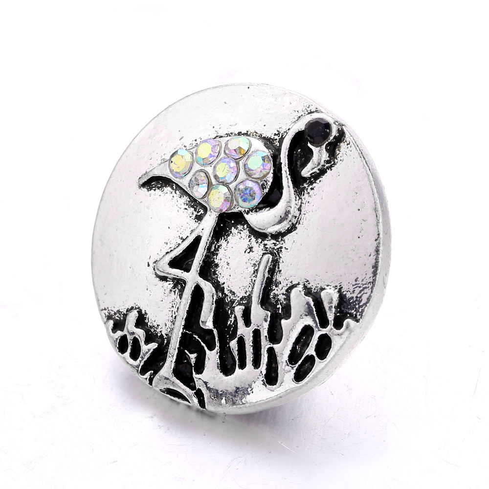 18mm Interchangeable Snap Button Charm Iridescent Rhinestone Zinc Alloy Charms