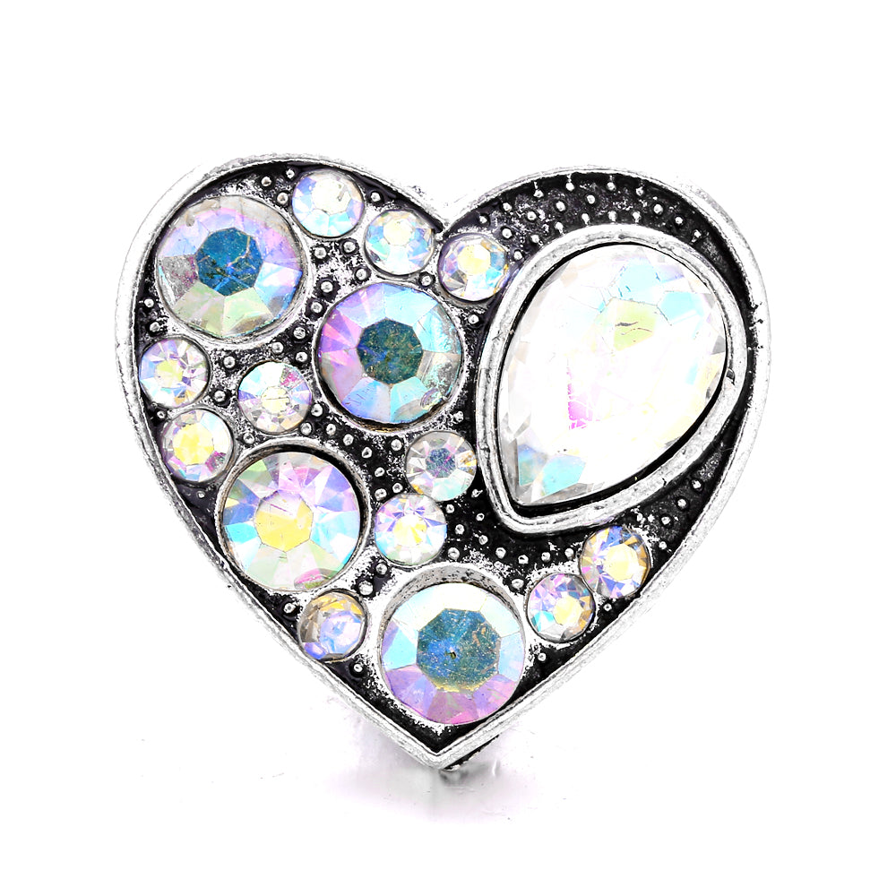 18mm Interchangeable Snap Button Charm Iridescent Rhinestone Zinc Alloy Charms