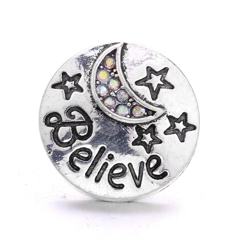 18mm Interchangeable Snap Button Charm Iridescent Rhinestone Zinc Alloy Charms