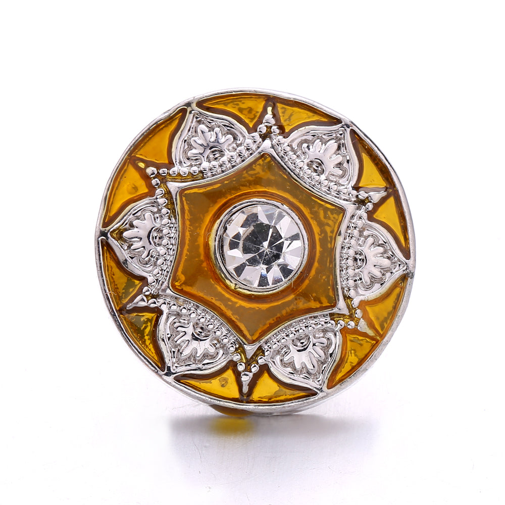 18mm Warm Amber Rhinestone Snap Charms | Mix & Match Charms for Bracelet & Necklace