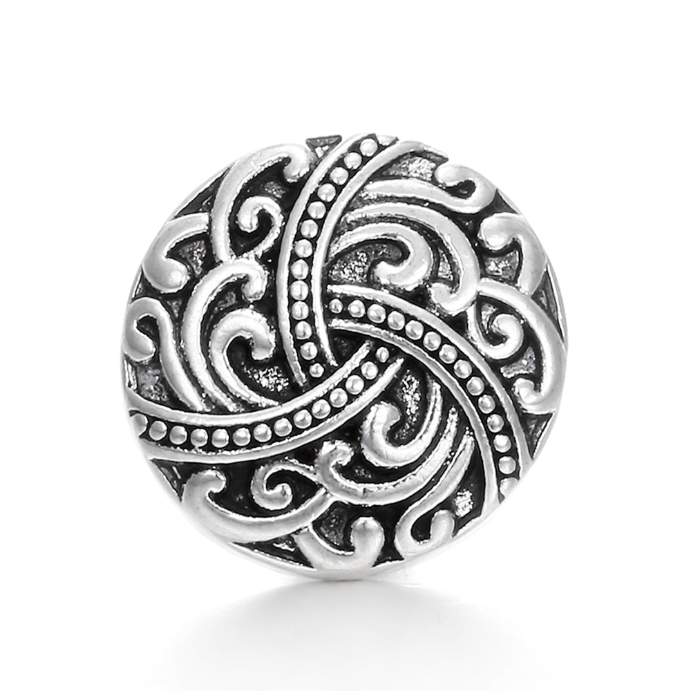 Vintage Antique Silver Snap Charms 18mm Multi‑Design Interchangeable Snap Buttons