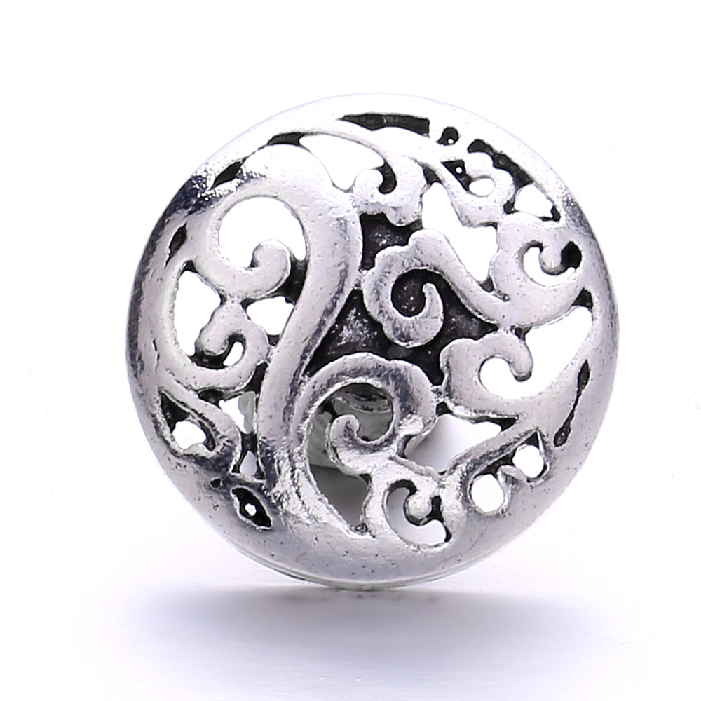 Vintage Antique Silver Snap Charms 18mm Multi‑Design Interchangeable Snap Buttons
