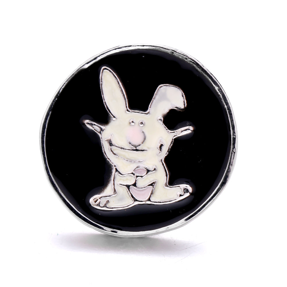 18mm Interchangeable Black & White Enamel Snap Charms for Snap Jewelry