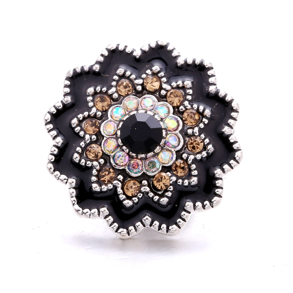 Black Rhinestone Snap Charms for DIY Jewelry