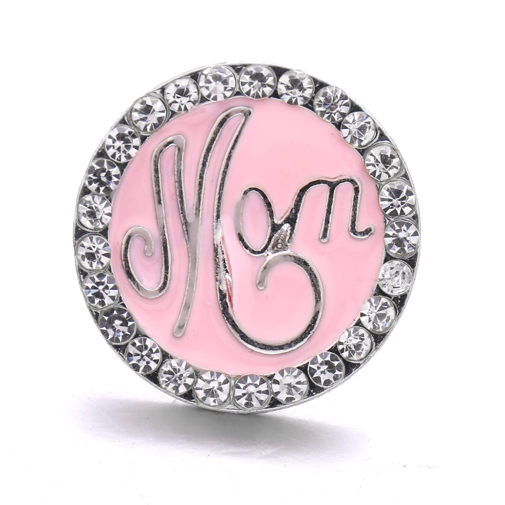 Pink Rhinestone Snap Pendant Necklace for Women – Sparkling Crystal Charm Jewelry