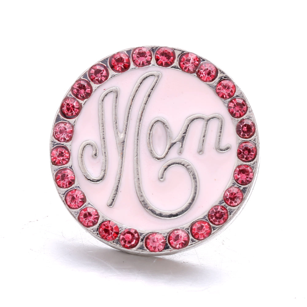 18mm Pink Rhinestone Charm | Vintage Crystal Snap Jewelry Collection