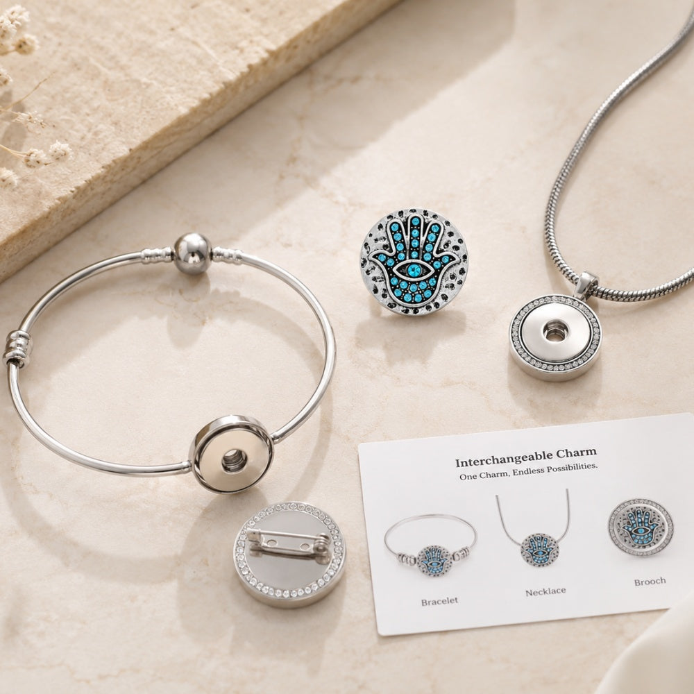 18mm Sea Breeze Blue Snap Charm | Interchangeable Jewelry Charm