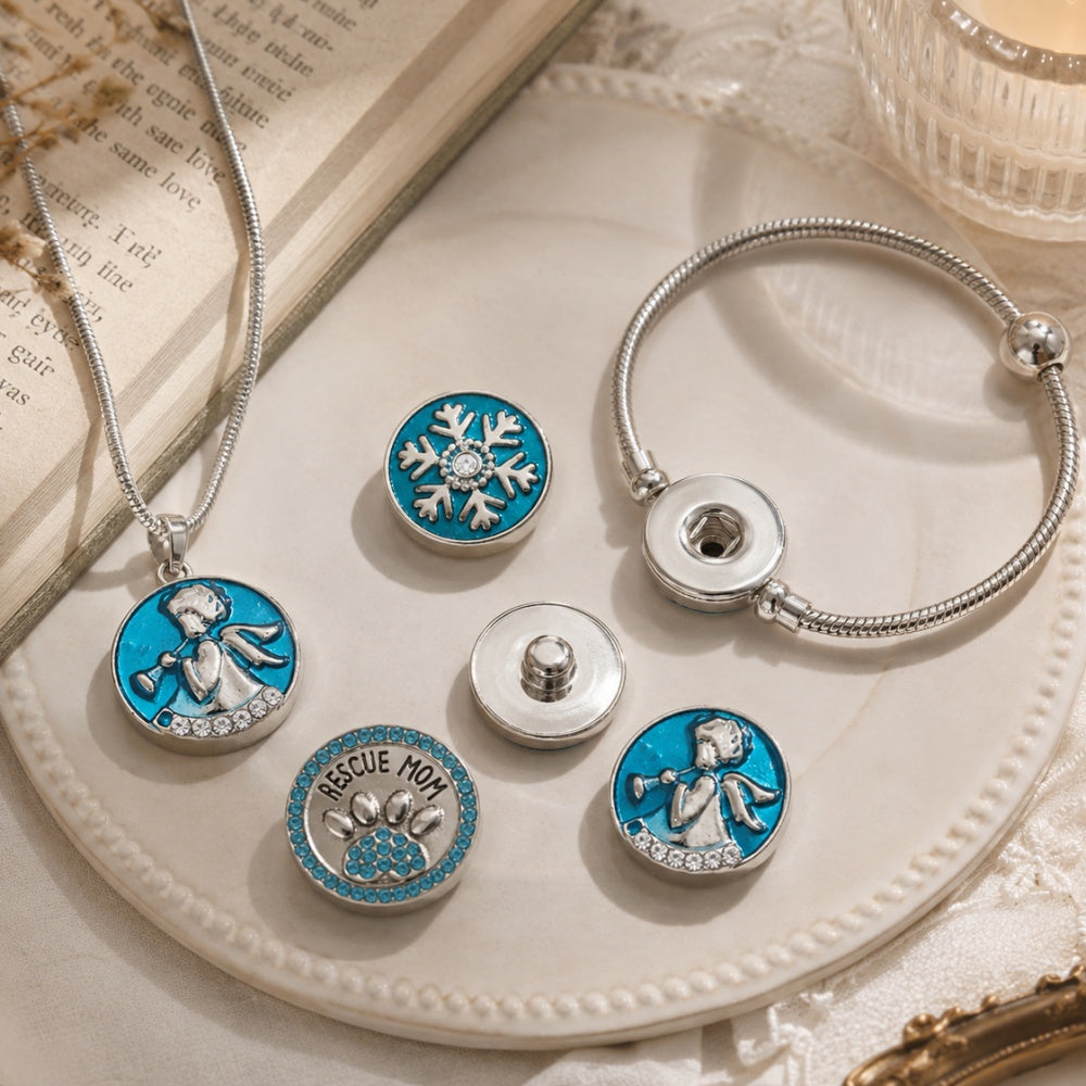 18mm Azure Blue Snap Charm | Interchangeable Crystal Charm