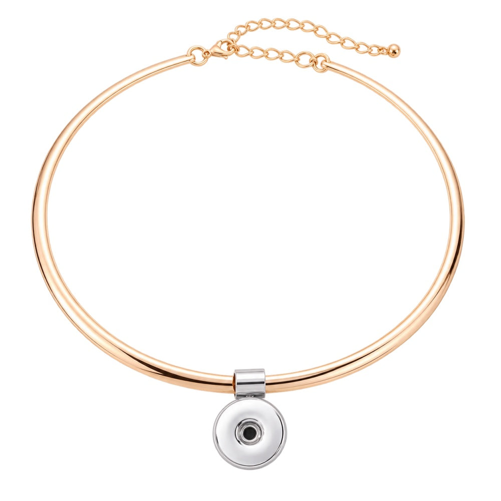 Classic Round 18mm Snap Button Necklace | Interchangeable DIY Charm Chain