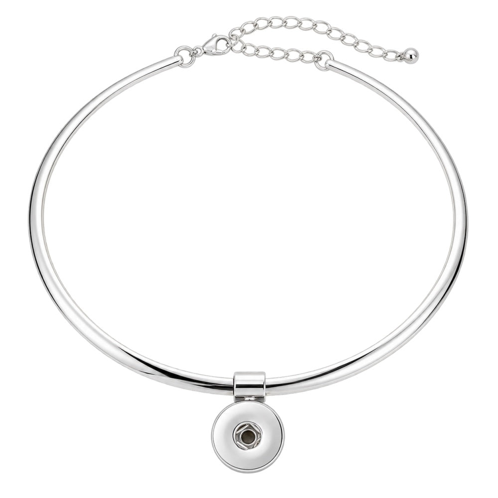 Classic Round 18mm Snap Button Necklace | Interchangeable DIY Charm Chain
