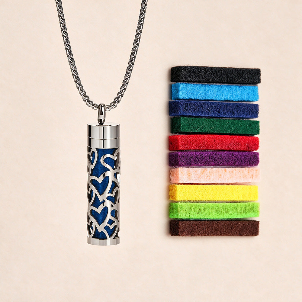 Perfume Diffuser Necklace | 316L Stainless Steel Aromatherapy Pendant with Refillable Scent Pad