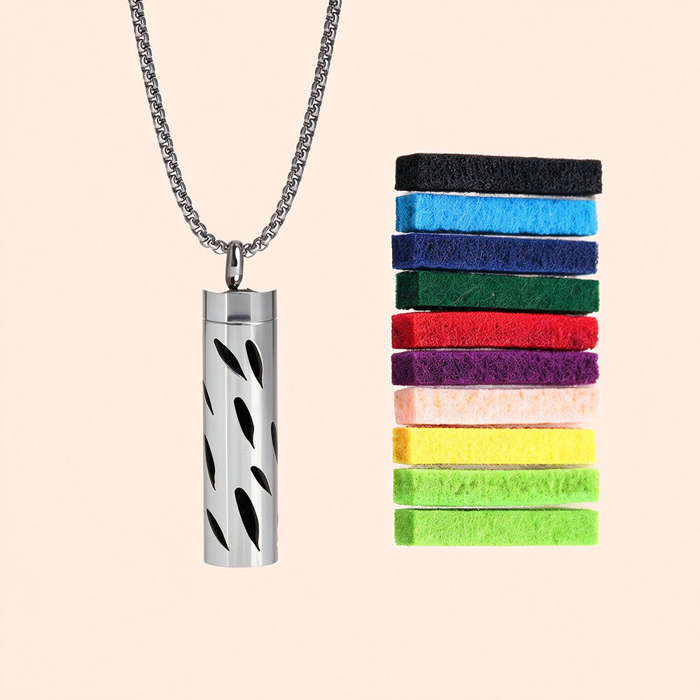 Perfume Diffuser Necklace | 316L Stainless Steel Aromatherapy Pendant with Refillable Scent Pad